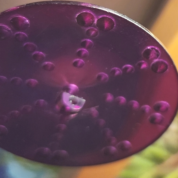 VTG Bakelite Celluoid Plastic Purple Ink Blue Rhinestones Antique Button 2.5" - Picture 15 of 16